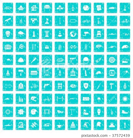 100 helmet icons set grunge blue 37572439