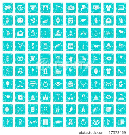 100 heart icons set grunge blue 100 heart icons set grunge blue 37572469