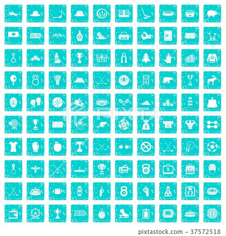 100 hockey icons set grunge blue 100 hockey icons set grunge blue 37572518