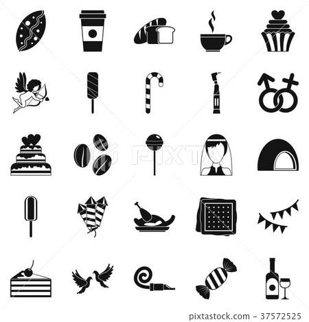 Sugary food icons set, simple style Sugary food icons set, simple style 37572525