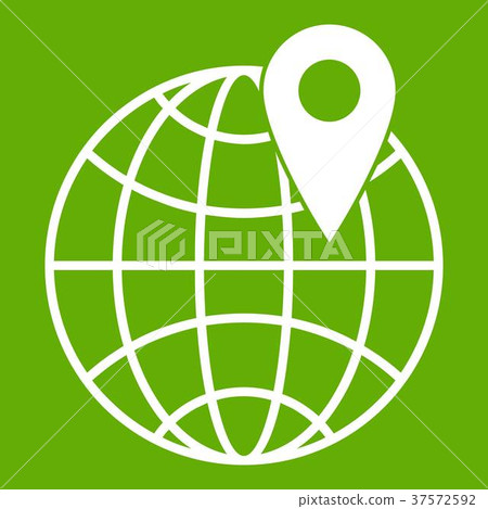 Globe with pin icon green 37572592