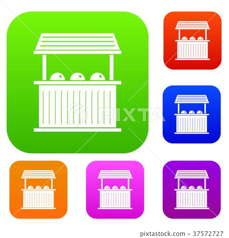 Carnival fair booth set color collection - Stock Illustration [37572727 ...