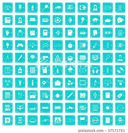 100 information icons set grunge blue 100 information icons set grunge blue 37572781