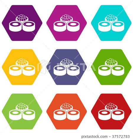 Sushi icon set color hexahedron Sushi icon set color hexahedron 37572783