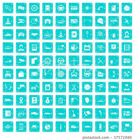 100 auto service center icons set grunge blue 37572980