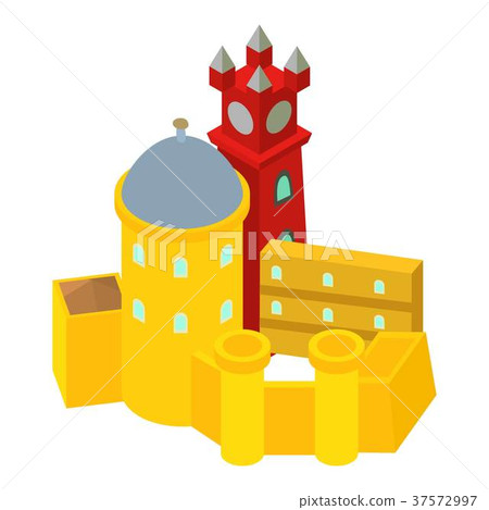 Colored castle icon, isometric style Colored castle icon, isometric style 37572997