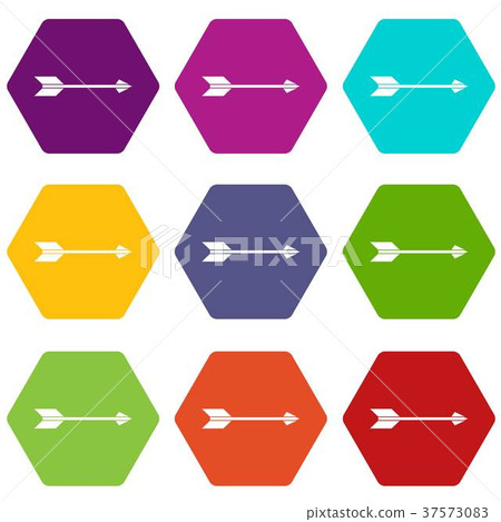 Long arrow icon set color hexahedron Long arrow icon set color hexahedron 37573083