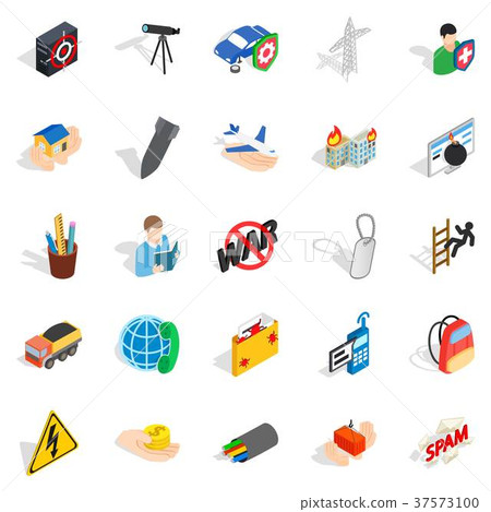 Big city life icons set, isometric style 37573100