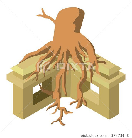 Temple with tree icon, isometric style Temple with tree icon, isometric style 37573438