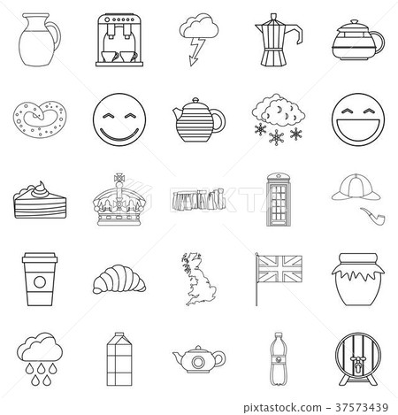 Tea tincture icons set, outline style Tea tincture icons set, outline style 37573439