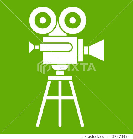 Retro film projector icon green 37573454