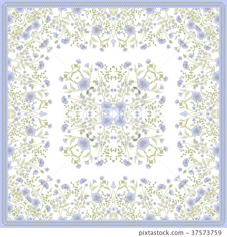 Scarf print design. Delicate cute flowers square 37573759