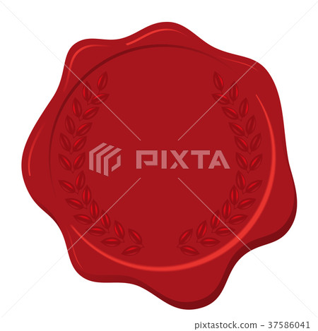 Envelope label / stamp (with laurel leaf red) | Seal wax Wax seal | Illustration icon icon Envelope label / stamp (with laurel leaf red) | Seal wax Wax seal | Illustration icon icon 37586041
