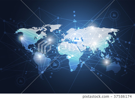 Global network connection. World map point 37586174