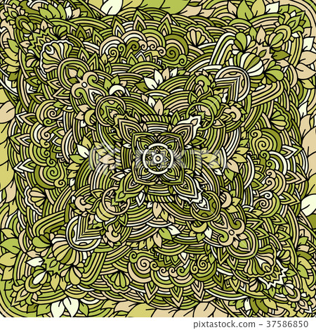 Mandala pattern colored green background. Vector - Stock Illustration ...