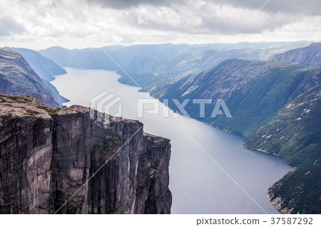 Lysefjorden from the mountain Kjerag, in Forsand Lysefjorden from the mountain Kjerag, in Forsand 37587292