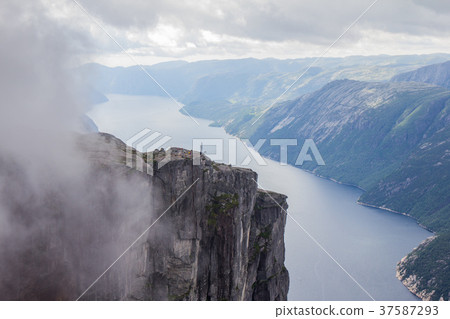 Lysefjorden from the mountain Kjerag, in Forsand Lysefjorden from the mountain Kjerag, in Forsand 37587293