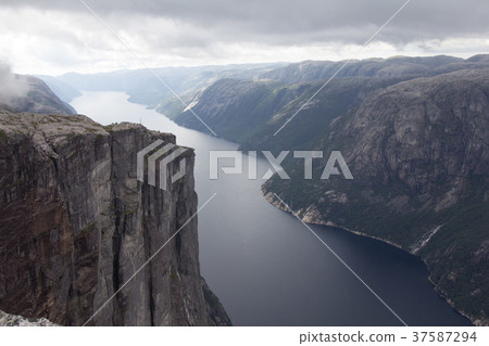 Lysefjorden from the mountain Kjerag, in Forsand Lysefjorden from the mountain Kjerag, in Forsand 37587294