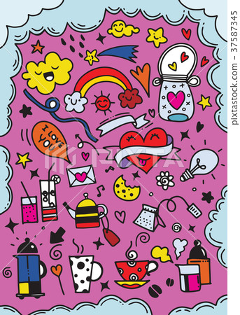 Hand drawn cute doodles collection elements vector - Stock Illustration ...