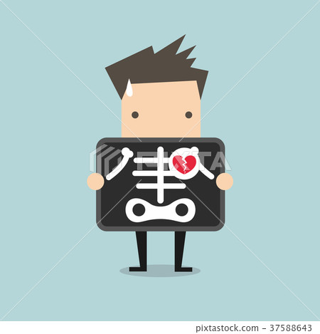 Businessman broken heart with x-ray scan Businessman broken heart with x-ray scan 37588643