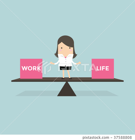 Businesswoman standing balance family and work 37588808