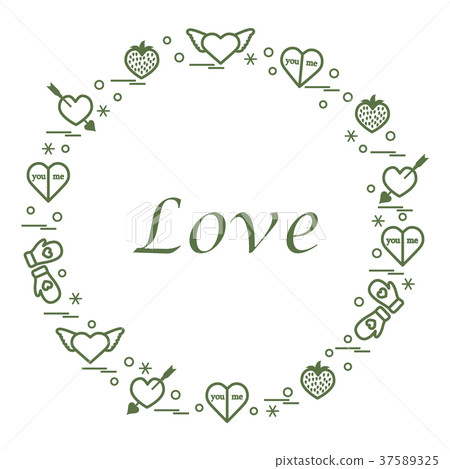 different romantic symbols arranged in a circle different romantic symbols arranged in a circle 37589325