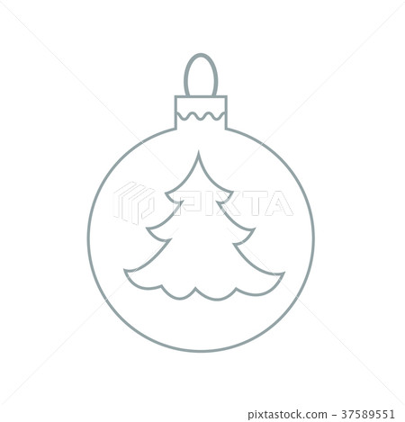 Vector icon Christmas ball with silhouette of 37589551