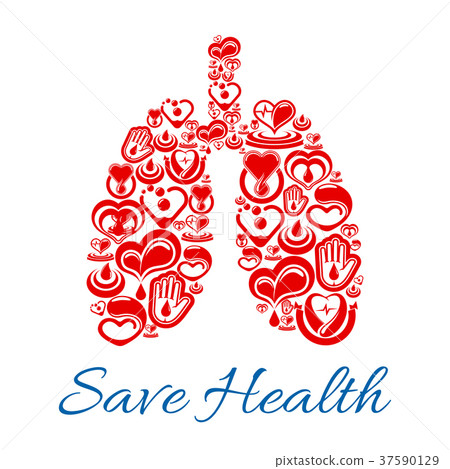 Lungs symbol of vector heart and blood medicines 37590129