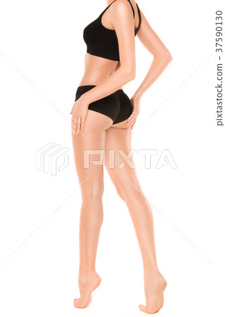 Long pretty woman legs isolated on white 37590130