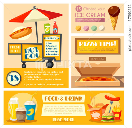 Fast food vendor menu vector poster banner Fast food vendor menu vector poster banner 37590211