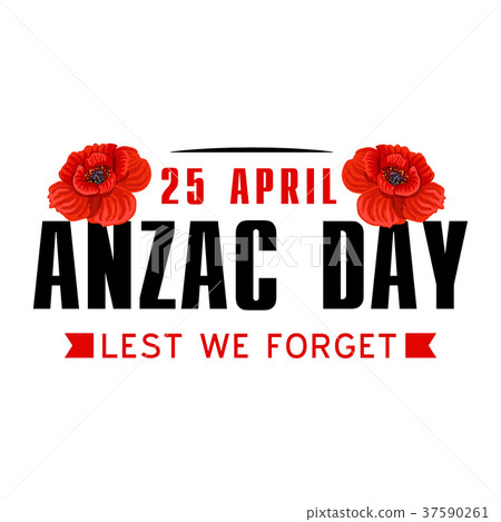Anzac poppy flower icon for World War memorial day 37590261