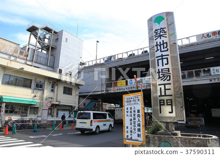 築地市場正門 照片素材 圖片 圖庫