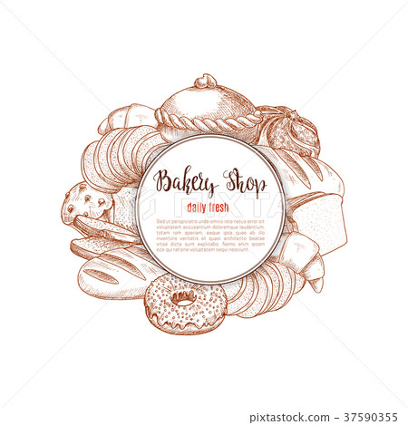 Bakery shop bread and pastry vector sketch 37590355