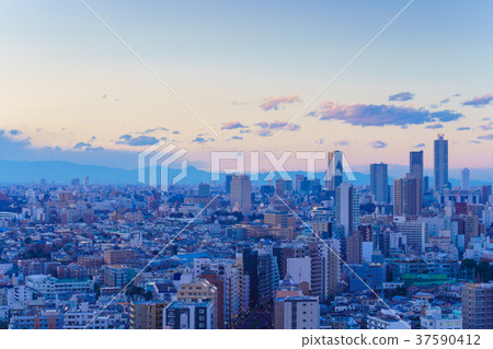 東京市風景池袋方向方向日落視圖 東京市風景池袋方向方向日落視圖 37590412