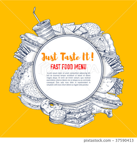 Fast food poster of vector sketch fastfood Fast food poster of vector sketch fastfood 37590413