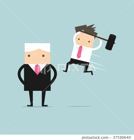 Businessman jump smash boss from the back Businessman jump smash boss from the back 37590640