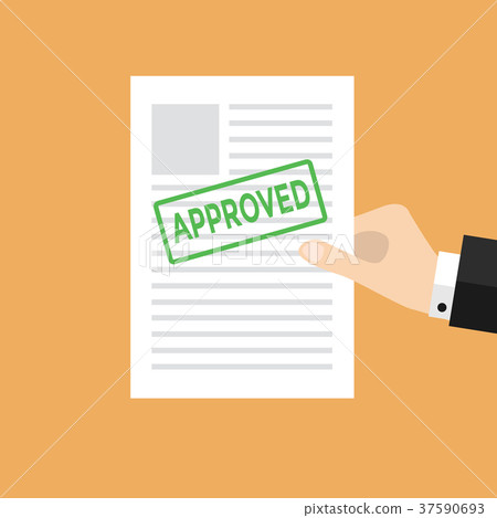 Hand holds approved paper vector 37590693
