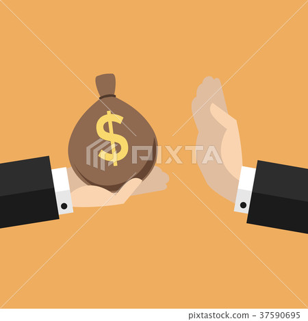 Businessman hand refusing the offered bribe money 37590695