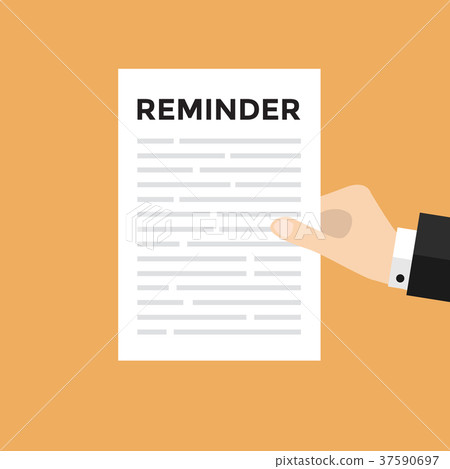 Hand holding a sheet of paper with Reminder Hand holding a sheet of paper with Reminder 37590697