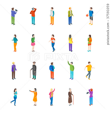 People Characters Icon Set Isometric View. Vector - Stock Illustration ...