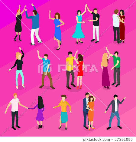Isometric Dancing People Characters Icon Set Isometric Dancing People Characters Icon Set 37591093