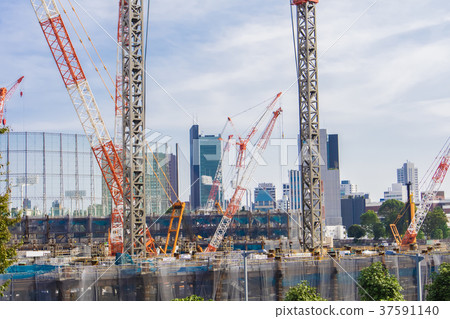 Urban landscape with a large construction site Urban landscape with a large construction site 37591140