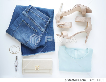 woman fashion flat lay. 37591419