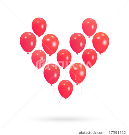 Vector background with heart from helium balloons 37591512