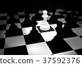 White Chess in Spotlight Surround by Black Chess 37592376