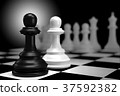 Close up of Black Chess Battle with White Chess  37592382
