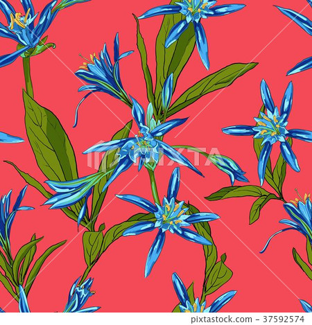 Flowers Lilies Seamless 37592574