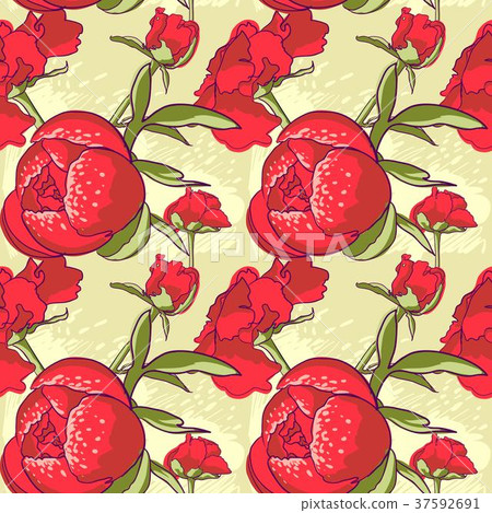 Seamless floral background with peonies Seamless floral background with peonies 37592691