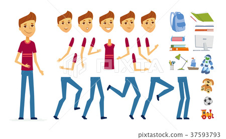 Schoolboy - vector cartoon people character Schoolboy - vector cartoon people character 37593793