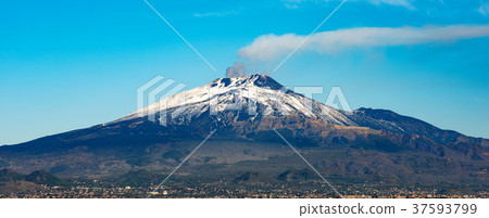 Mount Etna Volcano and Catania - Sicily Italy Mount Etna Volcano and Catania - Sicily Italy 37593799